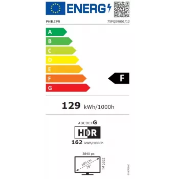 Philips 75PQS9001/12 75 collu QLED 4K Ultra HD Google TV ar 3-pusēju Ambilight, MiniLED, 120Hz, Dolby Vision & Atmos, VRR, ALLM, FreeSync Premium, G-Sync Compatible, 4x HDMI 2.1, 2x USB, Wi-Fi, Bluetooth 5.0, DVB-T/T2/C/S/S2, Pelēks