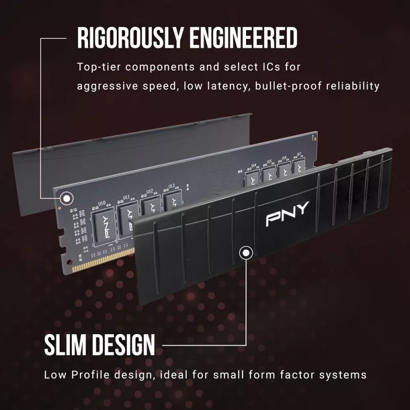 PNY 16GB DDR4 3200MHz zema profila galddatora atmiņas modulis