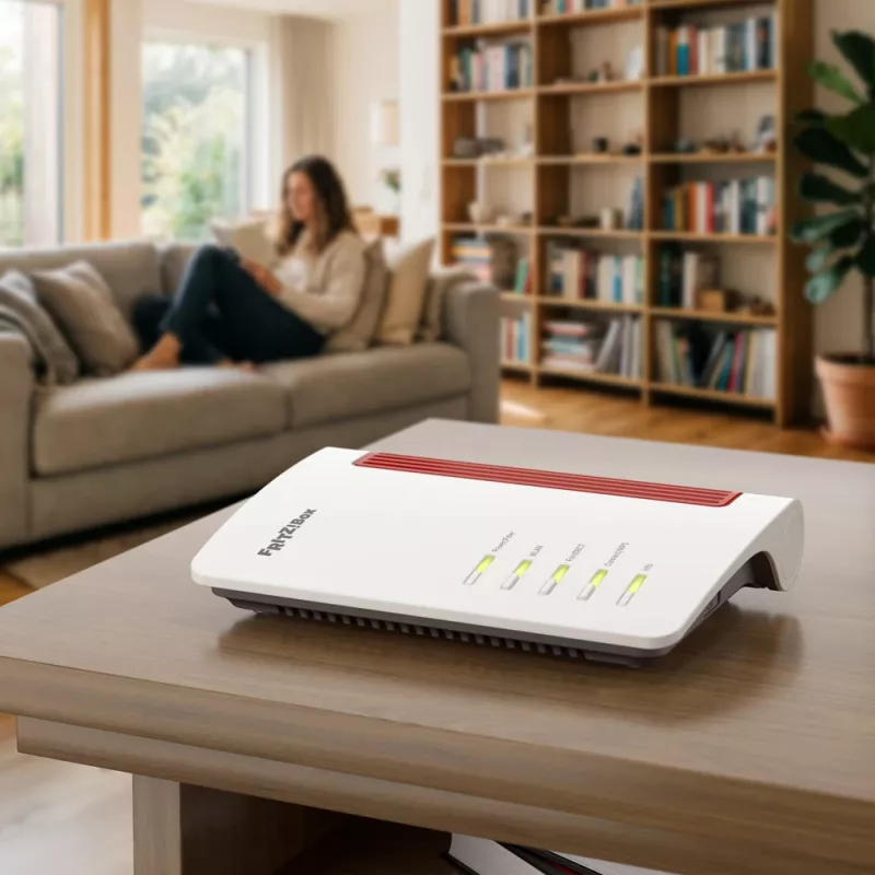 FRITZ! Box 5630 balts divjoslu Wi-Fi 6 DSL/VDSL maršrutētājs ar DECT bāzes staciju, Gigabit Ethernet, USB 2.0, SFP ligzdu