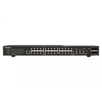 QNAP QSW-M2130P-2C2S26T 26 portu 2.5GbE PoE++ pārvaldīts Layer 2 plaukta slēdzis ar 2x 10GbE SFP+ un 2x 10GbE Combo portiem, 370W PoE budžets