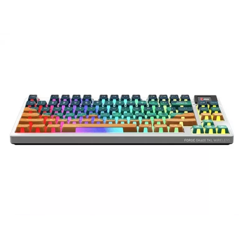 MSI Forge GK600 TKL bezvadu mehāniskā spēļu tastatūra - Mars US ANSI, tri-mode, hot-swappable Forge slēdži, per-key RGB, PBT taustiņu kapsulas