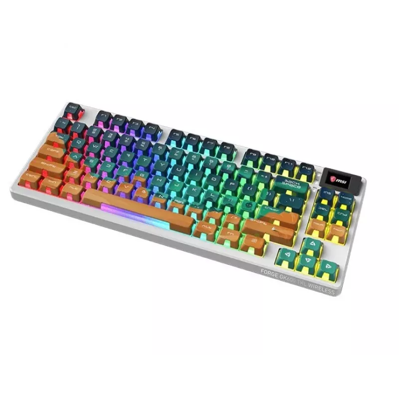 MSI Forge GK600 TKL bezvadu mehāniskā spēļu tastatūra - Mars US ANSI, tri-mode, hot-swappable Forge slēdži, per-key RGB, PBT taustiņu kapsulas