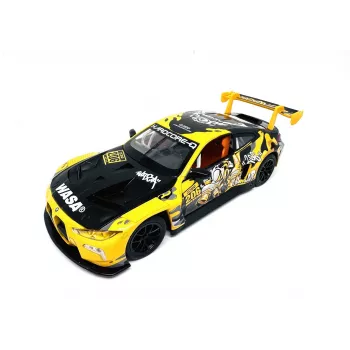PULIO 1:24 BMW M4 GT3 Lietā metāla modeļauto ar gaismu un skaņu, atpakaļgaitas darbību, atveramām durvīm