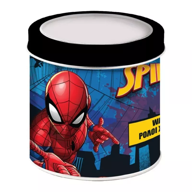 PULIO Spiderman analogais bērnu pulkstenis kolekcionējamā skārda kastītē