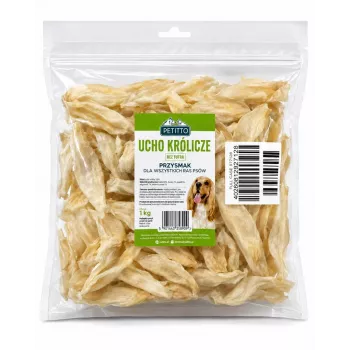 PETITTO Trušu auss košļājamā gardums suņiem - bez apmatojuma, 1 kg