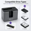 Qoltec 2in1 HDD SSD dokstacija SATA M.2 NVMe ar klonēšanu, USB-C 3.2 Gen 2, 10Gbps, līdz 28TB, alumīnija