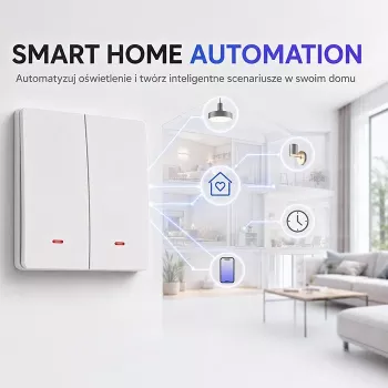 QOLTEC viedais gaismas slēdzis WiFi 2-Gang Timer Tuya balts