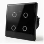 Qoltec Smart Touch Light Switch 4-Gang Wi-Fi Timer Tuya | Rūdīts stikls | Balts