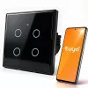 Qoltec Smart Touch Light Switch 4-Gang Wi-Fi Timer Tuya | Rūdīts stikls | Balts