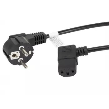 LANBERG CA-C13C-12CC-0030-BK 3m leņķa Schuko uz IEC C13 strāvas vads, H05VV-F 3G1.0, VDE, melns