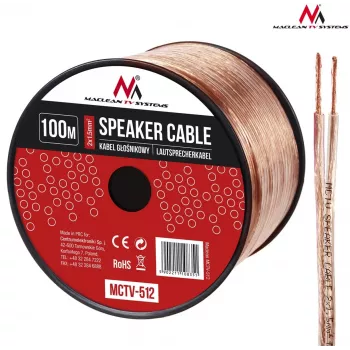 MACLEAN MCTV-512 Skaļruņu kabelis 100m 2x1,5mm² Caurspīdīgs OFC ruļļos