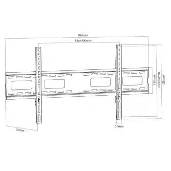 MACLEAN MC-420 Fiksēts TV sienas stiprinājums 43-120 collu ekrāniem, 120 kg, VESA līdz 900x600, melns