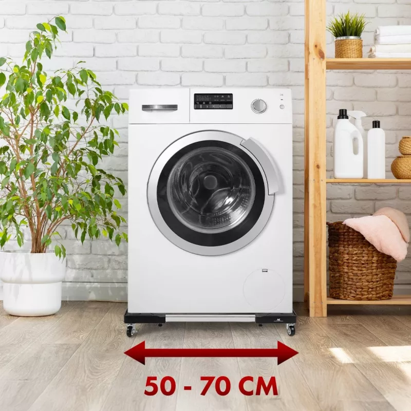MACLEAN Mobilā veļas mašīnas pamatne MC-118 B, regulējama 450-700 mm, 200 kg slodze, 4 bloķējami riteņi, melna