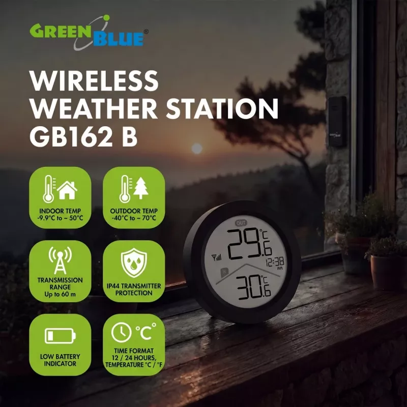 GREENBLUE bezvadu laika stacija GB162 B