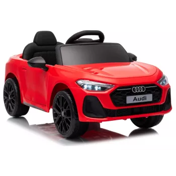 LEAN CARS Audi A5L HL788 Sarkanā 12V elektriskā braucamā mašīna ar vecāku tālvadības pulti, EVA riteņiem, LED gaismām, mūzikas paneli, drošības jostu, eko-ādas sēdekli, vecumam no 3 līdz 6 gadiem