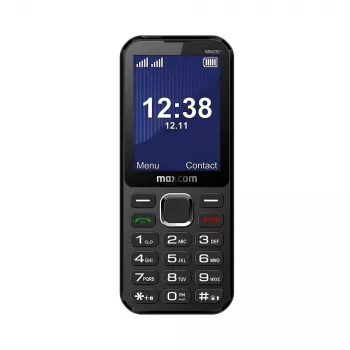MAXCOM MM282 4G Dual SIM Feature Phone ar 2,8 collu displeju, KaiOS, 1400 mAh akumulators, USB-C, Bluetooth 5.1, Wi-Fi Hotspot, 2 MP kamera, FM radio, Melns