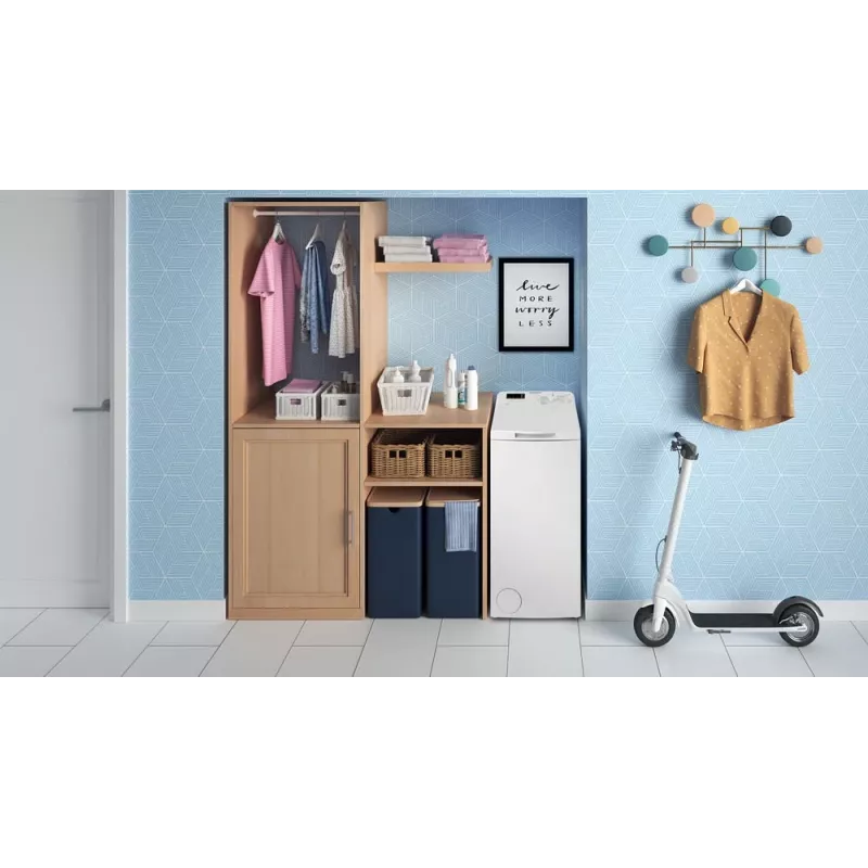 Indesit BTWS50400PLN veļas mazgājamā mašīna ar augšējo ielādi, 5 kg, 1000 apgr./min, balta, energoefektivitātes klase E
