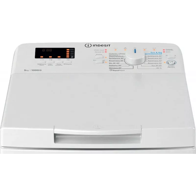 Indesit BTWS50400PLN veļas mazgājamā mašīna ar augšējo ielādi, 5 kg, 1000 apgr./min, balta, energoefektivitātes klase E