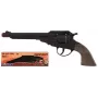 PULIO Cowboy Revolver Metāla 8-šāvienu Cap Gun - Melns/Sudrabs ar Brūnām Roktura daļām