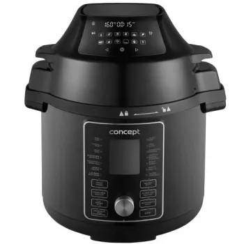 CONCEPT CK8000 Multivārs ar gaisa fritera funkciju, 6L katls, 3.5L grozs, 1500W, 10 programmas, melns/sudrabs