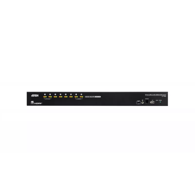 ATEN 8 portu USB 2.0 4K HDMI KVM slēdzis ar USB 3.1 centrmezglu, audio, montāžai plauktā