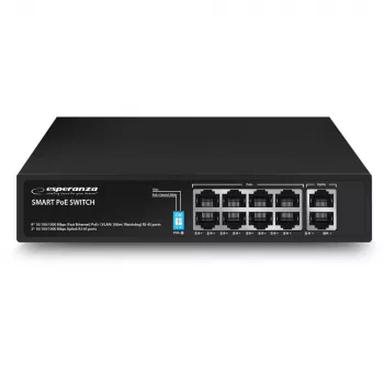 Esperanza 10 portu PoE+ komutators 10/100/1000 120W MATRIX ENS108