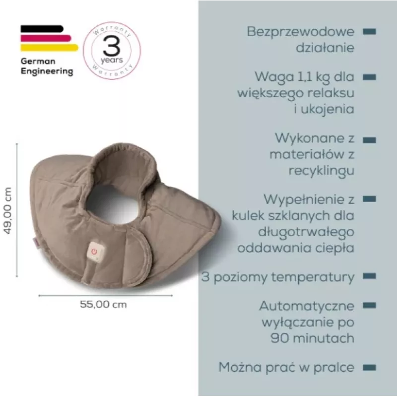 Beurer HK 165 Huggy apsildāms spilvens Smokey Taupe