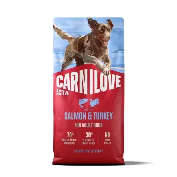 CARNILOVE ACTIVE sausā barība suņiem ar lasi un tītaru pieaugušiem visu šķirņu suņiem 12 kg
