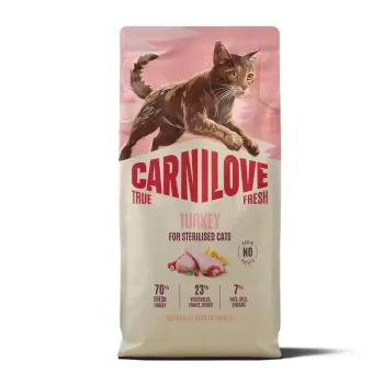 CARNILOVE TRUE FRESH sausā barība kaķiem ar tītaru sterilizētiem pieaugušiem visu šķirņu kaķiem 2 kg
