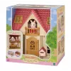 EPOCH Sylvanian Families Starter House - Red Roof Series leļļu māja ar Freya Chocolate Rabbit un 10 mēbelēm