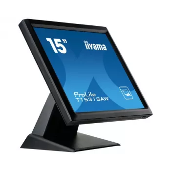 Iiyama ProLite T1531SAW-B5 15 collu XGA pretestības skārienjūtīgais LED monitors, 4:3, DVI-D/VGA, USB, skaļruņi, IP54 priekšpuse, VESA, melns