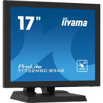Iiyama ProLite T1732MSC-B5AG 17 collu skārienjūtīgs LED monitors - 5:4 SXGA, projektīvā kapacitīvā, 10 punktu multi-touch, HDMI/DVI/VGA, USB, skaļruņi, melns