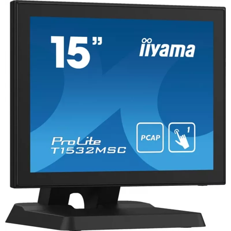 Iiyama ProLite T1532MSC-B5X 15 collu Projective Capacitive Touch LED monitors - 1024x768 XGA, 10 punktu, HDMI, DVI, VGA, USB, IP54 priekšpuse, 7H, skaļruņi