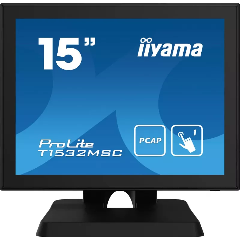 Iiyama ProLite T1532MSC-B5X 15 collu Projective Capacitive Touch LED monitors - 1024x768 XGA, 10 punktu, HDMI, DVI, VGA, USB, IP54 priekšpuse, 7H, skaļruņi