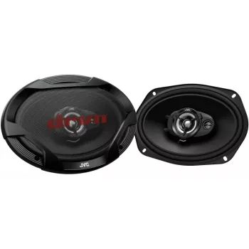 JVC CS-DR6932 6x9 collu 3 virzienu koaksiālie skaļruņi automašīnai, 500W maks., 70W RMS, oglekļa vizlas zemfrekvences skaļrunis, PEI tweeteri, 4 omi