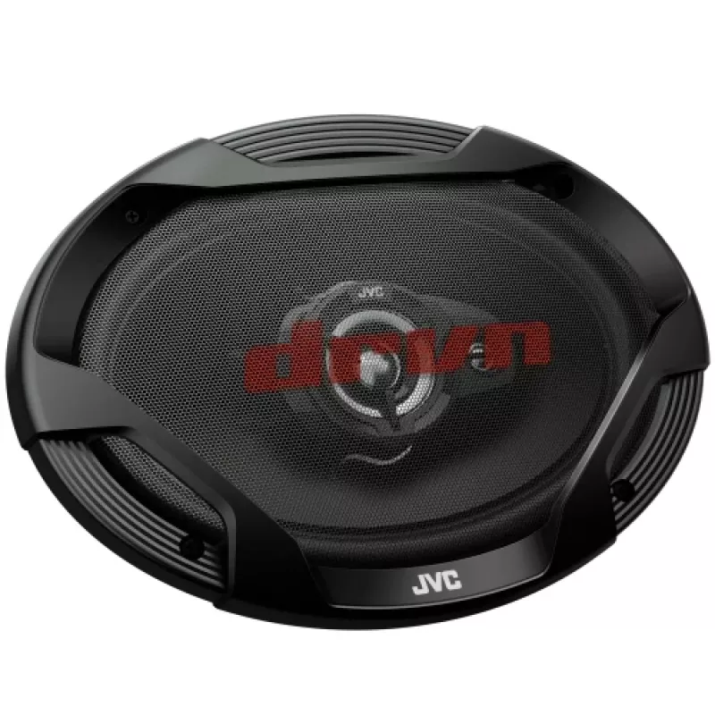 JVC CS-DR6932 6x9 collu 3 virzienu koaksiālie skaļruņi automašīnai, 500W maks., 70W RMS, oglekļa vizlas zemfrekvences skaļrunis, PEI tweeteri, 4 omi