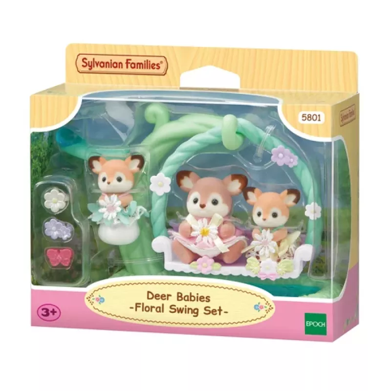 Sylvanian Families Briežu mazuļi ar ziedu šūpolēm rotaļu komplekts