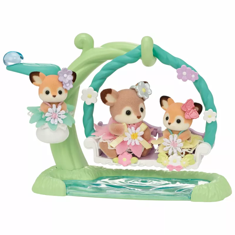 Sylvanian Families Briežu mazuļi ar ziedu šūpolēm rotaļu komplekts