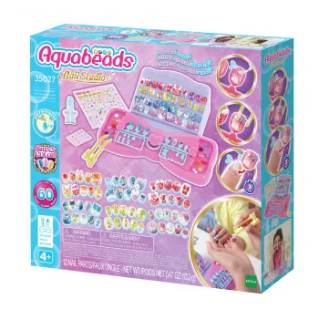 EPOCH Aquabeads Nail Studio komplekts iesācējiem - Ūdens aktivizētu krellīšu nagu mākslas komplekts bērniem, vairāk nekā 100 dizainu, atkārtoti lietojami nagi, bez līmes, vecumam no 4 gadiem