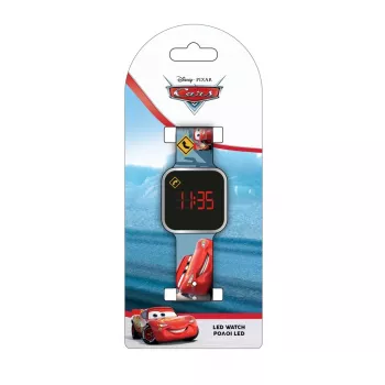 PULIO bērnu digitālais pulkstenis ar LED displeju - Disney Pixar Cars tēma, sarkans/melns