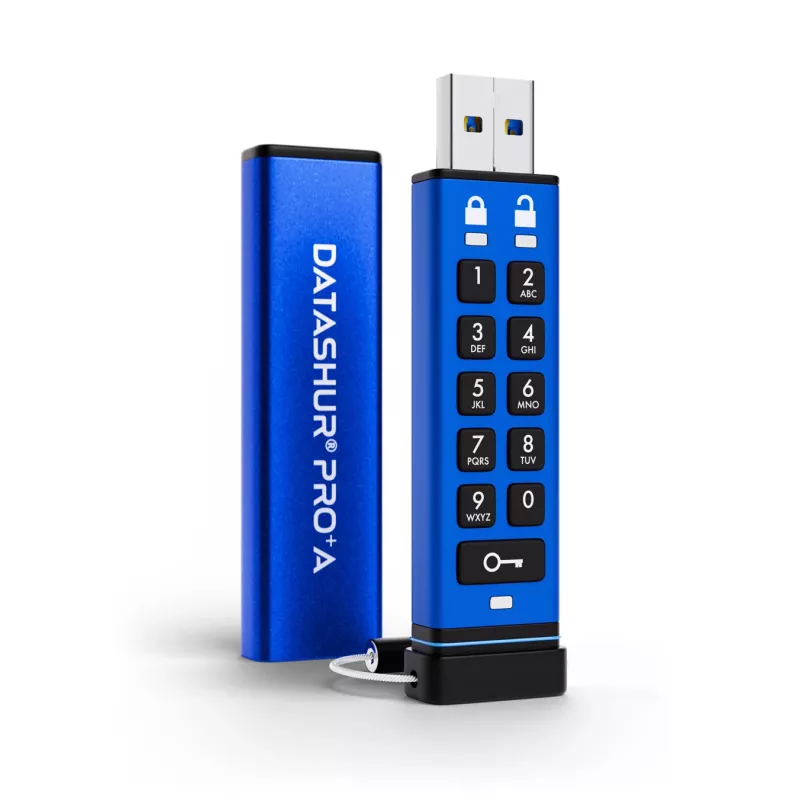 iStorage datAshur PRO+A 32GB USB 3.2 Gen 1 aparatūras šifrēta zibatmiņa ar PIN autentifikāciju, FIPS 140-3 Level 3, IP68, brutāla spēka aizsardzība