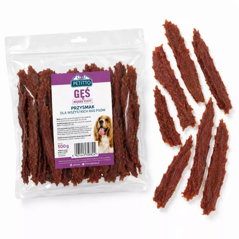 PETITTO mīkstās zoss filejas suņiem 500g