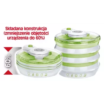 MPM Sēņu žāvētājs MSG-06 - 5 paplāšu pārtikas žāvētājs, 250W, regulējama temperatūra 35-70°C, balts