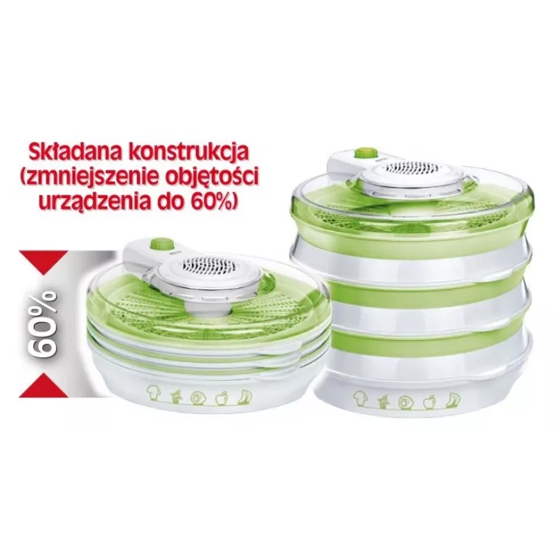 MPM Sēņu žāvētājs MSG-06 - 5 paplāšu pārtikas žāvētājs, 250W, regulējama temperatūra 35-70°C, balts