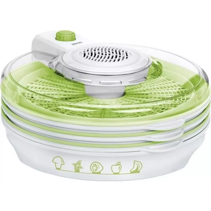 MPM Sēņu žāvētājs MSG-06 - 5 paplāšu pārtikas žāvētājs, 250W, regulējama temperatūra 35-70°C, balts