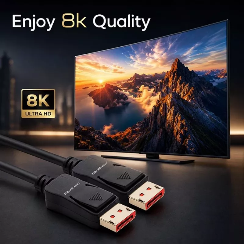 QOLTEC DisplayPort kabelis M/M v2.1 54G 0.5m