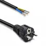 QOLTEC 54598 Schuko CEE 7/7 uz attīrītiem un pielodētiem vadiem strāvas kabelis 3m H05VV-F 3x1.0mm² Melns