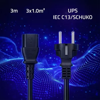 QOLTEC 54627 Schuko uz IEC C13 strāvas kabelis 3m 3x1mm² Melns
