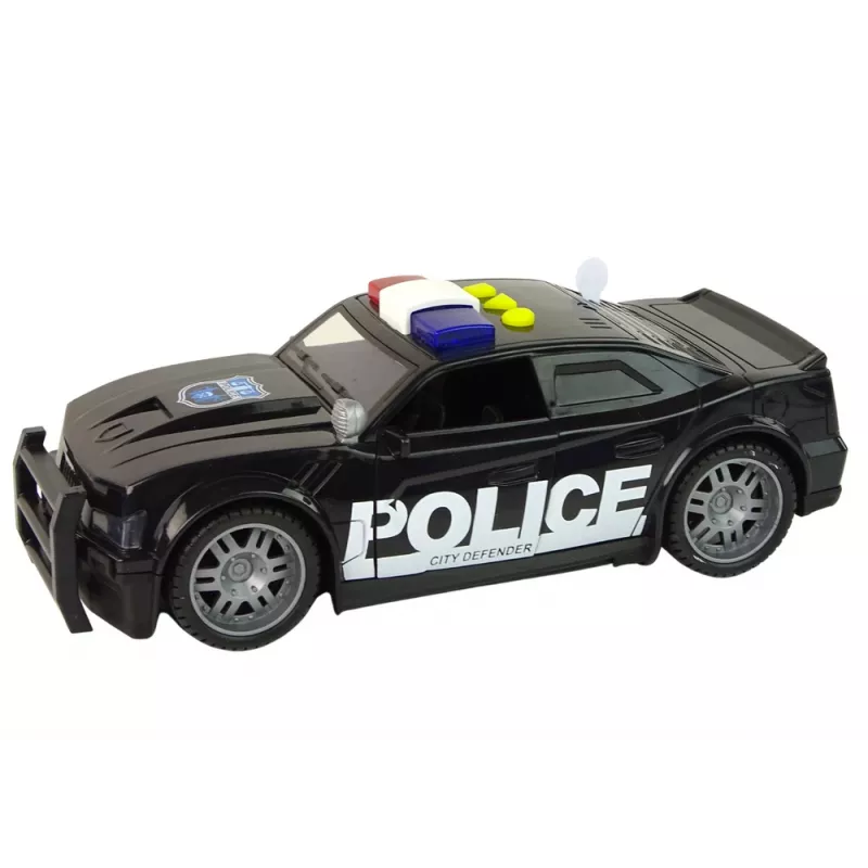 LEAN TOYS Policijas automašīna 1:14 RC transportlīdzeklis ar gaismām un skaņām Melna