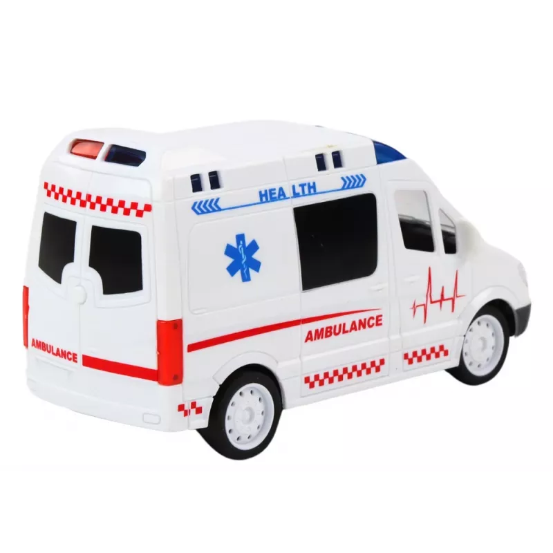 LEAN TOYS 1:16 RC Ātrās palīdzības automašīna ar gaismām un skaņām - Balta